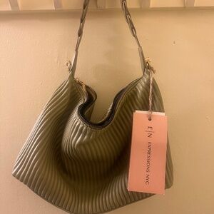 Olive Faux Leather Shoulder Purse